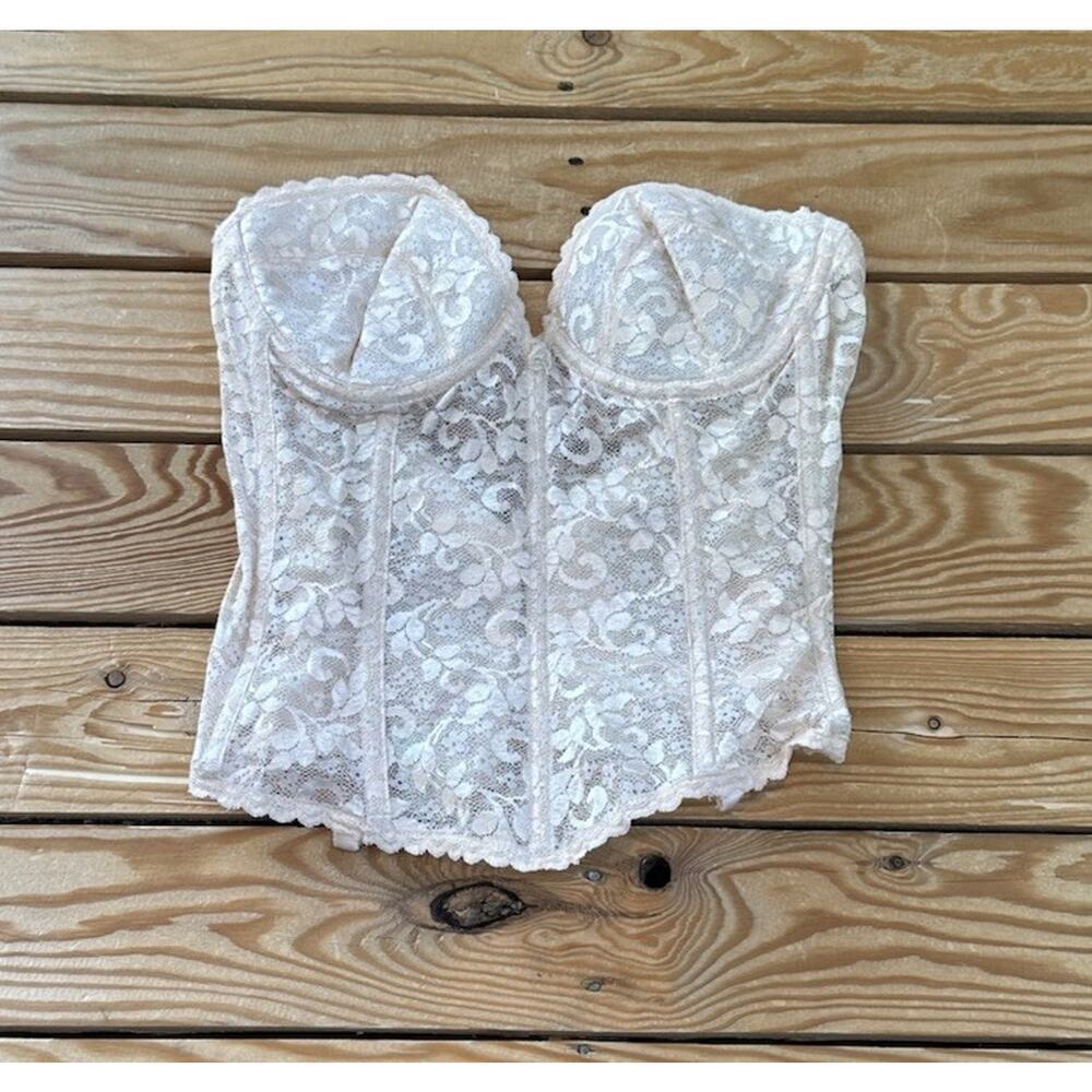 Vintage Carnival Lace Corset Bra Size 38A Women’s Beige